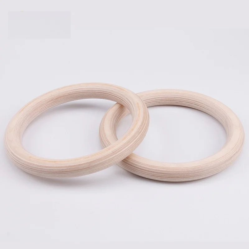 2Pcs/Pairs Wooden Portable Crossfit Gymnastics Rings Gym Shoulder Strength Home Fitness Training Physical Exercise Ring