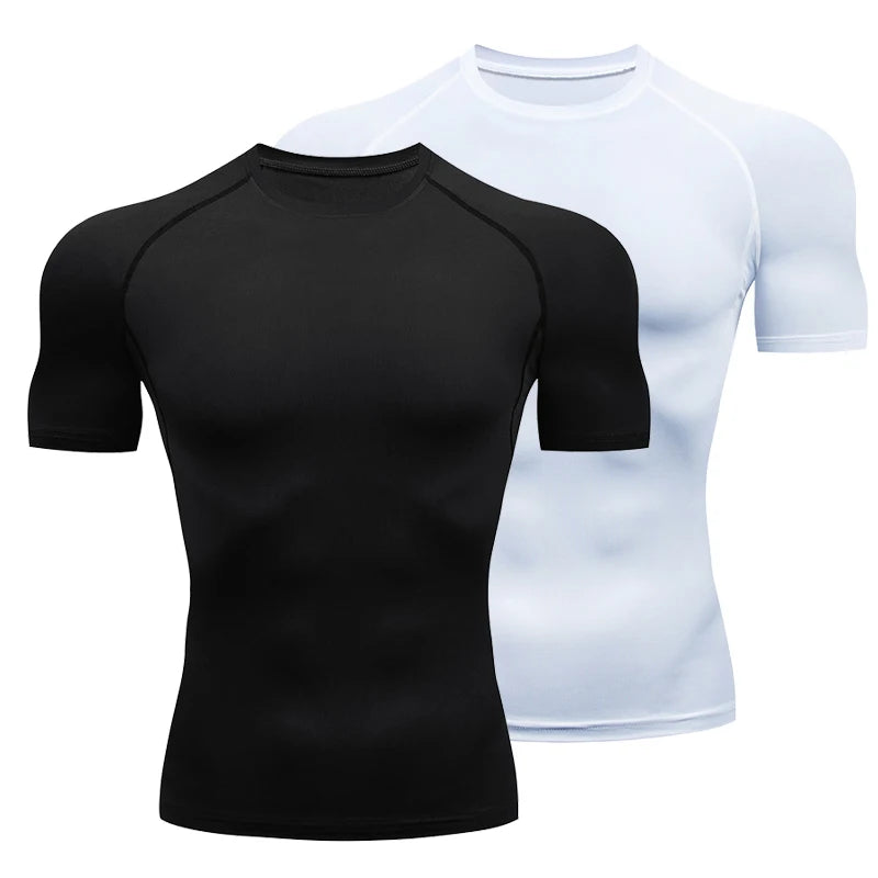 T-shirt de sport de compression pour homme, élastique, séchage rapide, ajusté, anti-transpirant, respirant, pour jogging, course à pied, fitness, entraînement athlétique