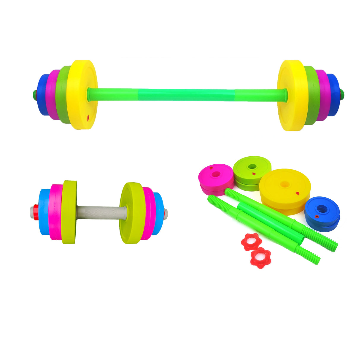Kid Dumbbell Fitness Weightlifting Barbell Kettlebell For Sport Toy Indoor Outdoor Children FitnessEquipment Plastic Adjustable