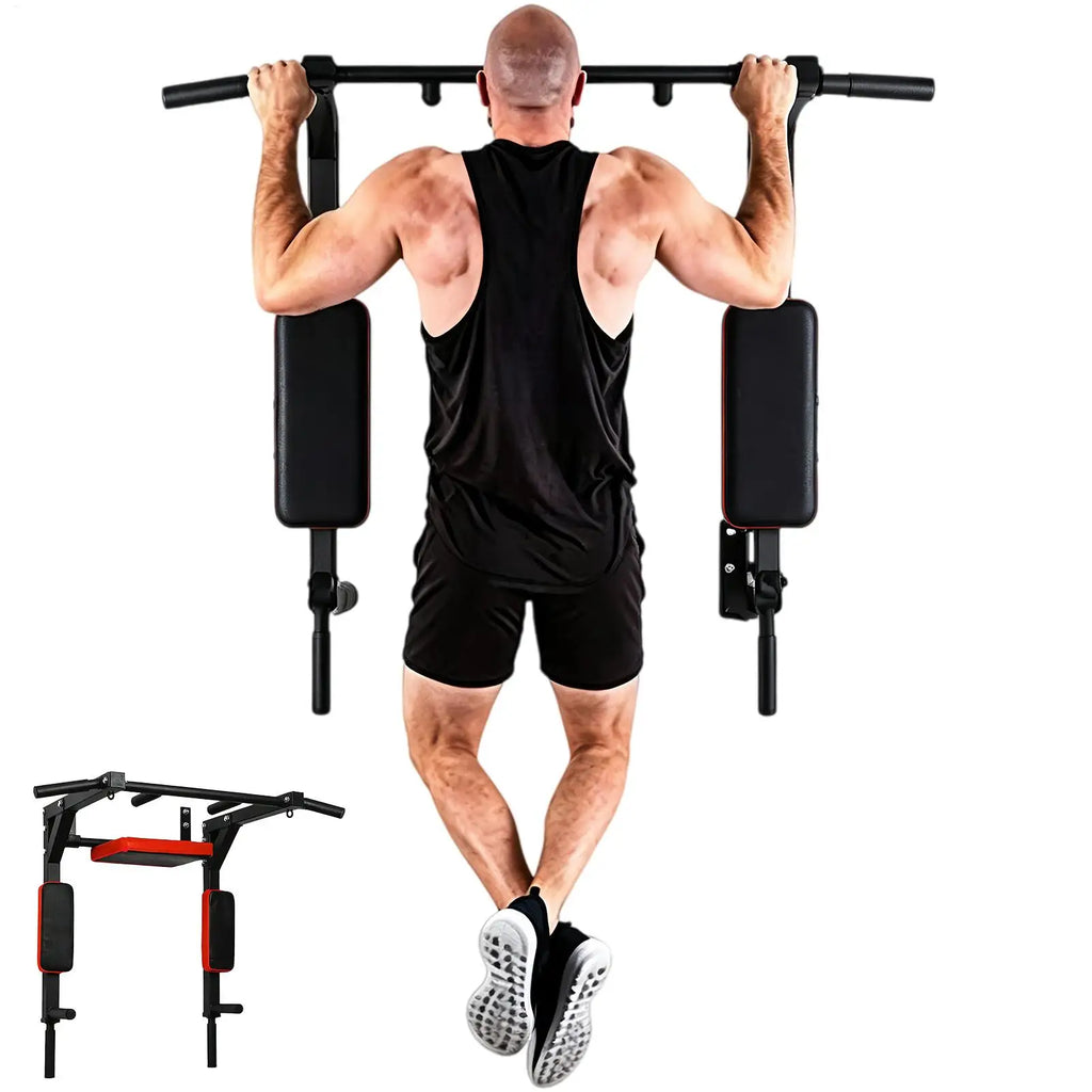 Wall-Mounted Pull-up Bar Fitness Horizontal Bar Multifunctional Dip Station With Eyelets 200kg Capacity Upper For Gym Accessory