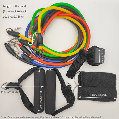 Ensemble de 11 bandes de résistance de 100/150 lb, équipement de fitness portable, bandes d'entraînement de force pour salle de sport à domicile, bande d'exercice