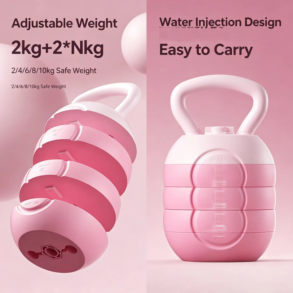 Adjustable Water Fillable Kettlebell 2-10KG Variable Weight Kettle Bell Portable Home Gym Equipment for Full Body Glute Leg