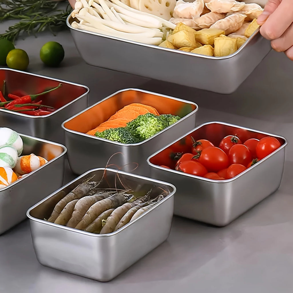 6-Piece Stainless Steel Food Storage Containers Set With Lids - Leakproof, Stackable & Reusable For Camping, Picnics, School