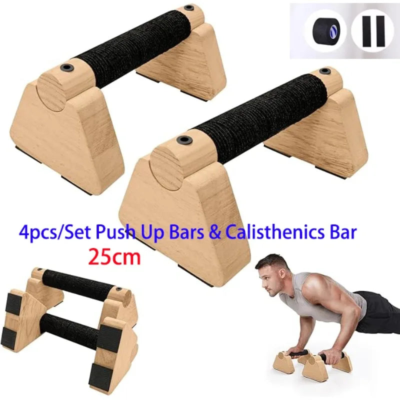 1Set/4pcs Wooden Parallettes Bars - Calisthenics Equipment with Non-Slip Base & Pushup Handles, Women & Men Strength Training