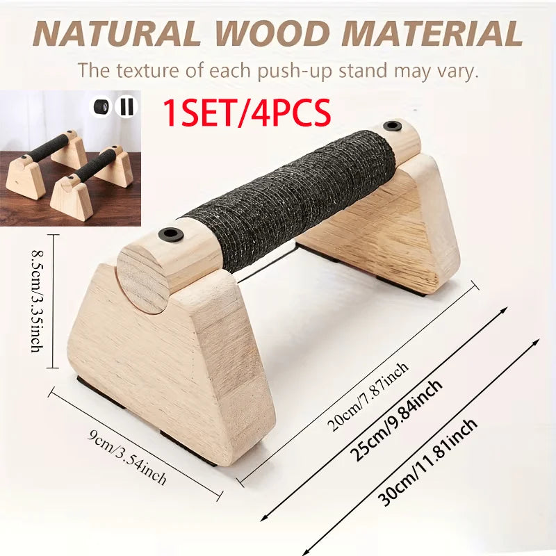 1Set/4pcs Wooden Parallettes Bars - Calisthenics Equipment with Non-Slip Base & Pushup Handles, Women & Men Strength Training