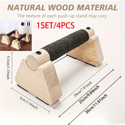 1Set/4pcs Wooden Parallettes Bars - Calisthenics Equipment with Non-Slip Base & Pushup Handles, Women & Men Strength Training