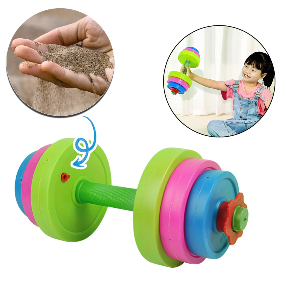 Kid Dumbbell Fitness Weightlifting Barbell Kettlebell For Sport Toy Indoor Outdoor Children FitnessEquipment Plastic Adjustable