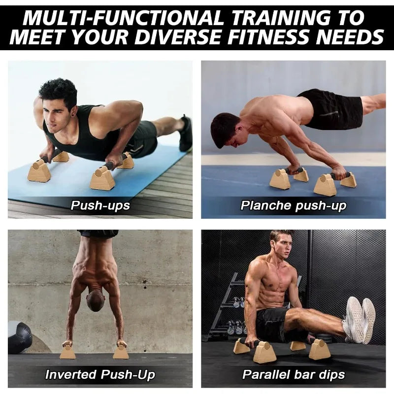 1Set/4pcs Wooden Parallettes Bars - Calisthenics Equipment with Non-Slip Base & Pushup Handles, Women & Men Strength Training