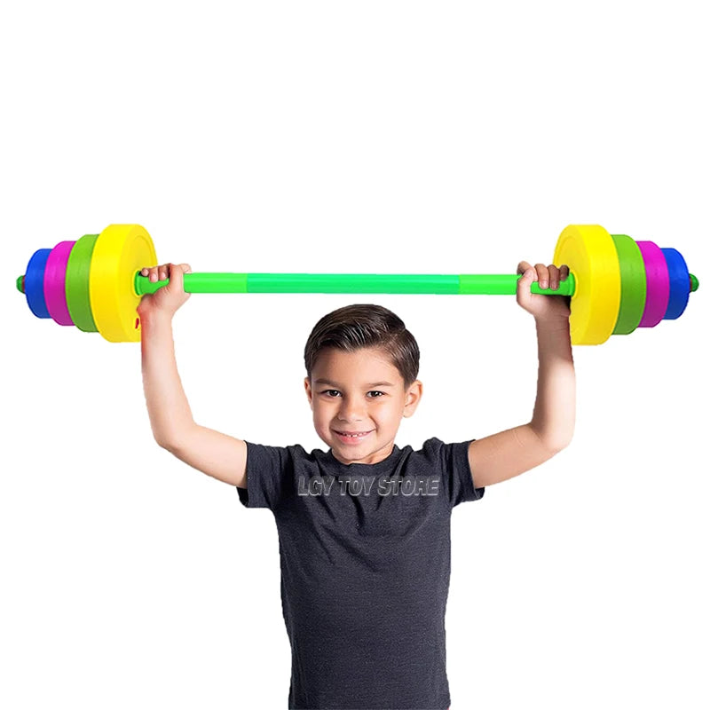 Kid Dumbbell Fitness Weightlifting Barbell Kettlebell For Sport Toy Indoor Outdoor Children FitnessEquipment Plastic Adjustable