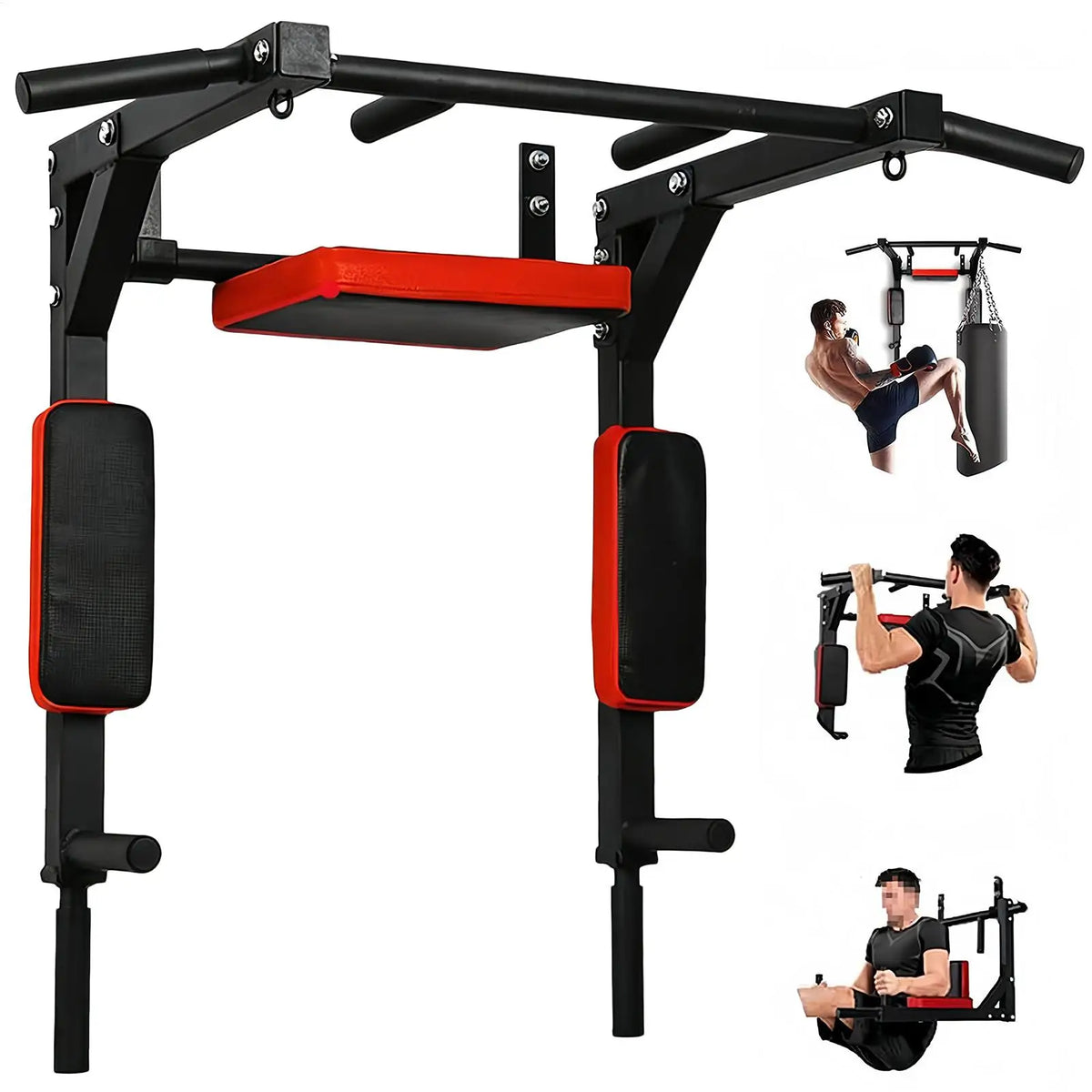 Wall-Mounted Pull-up Bar Fitness Horizontal Bar Multifunctional Dip Station With Eyelets 200kg Capacity Upper For Gym Accessory