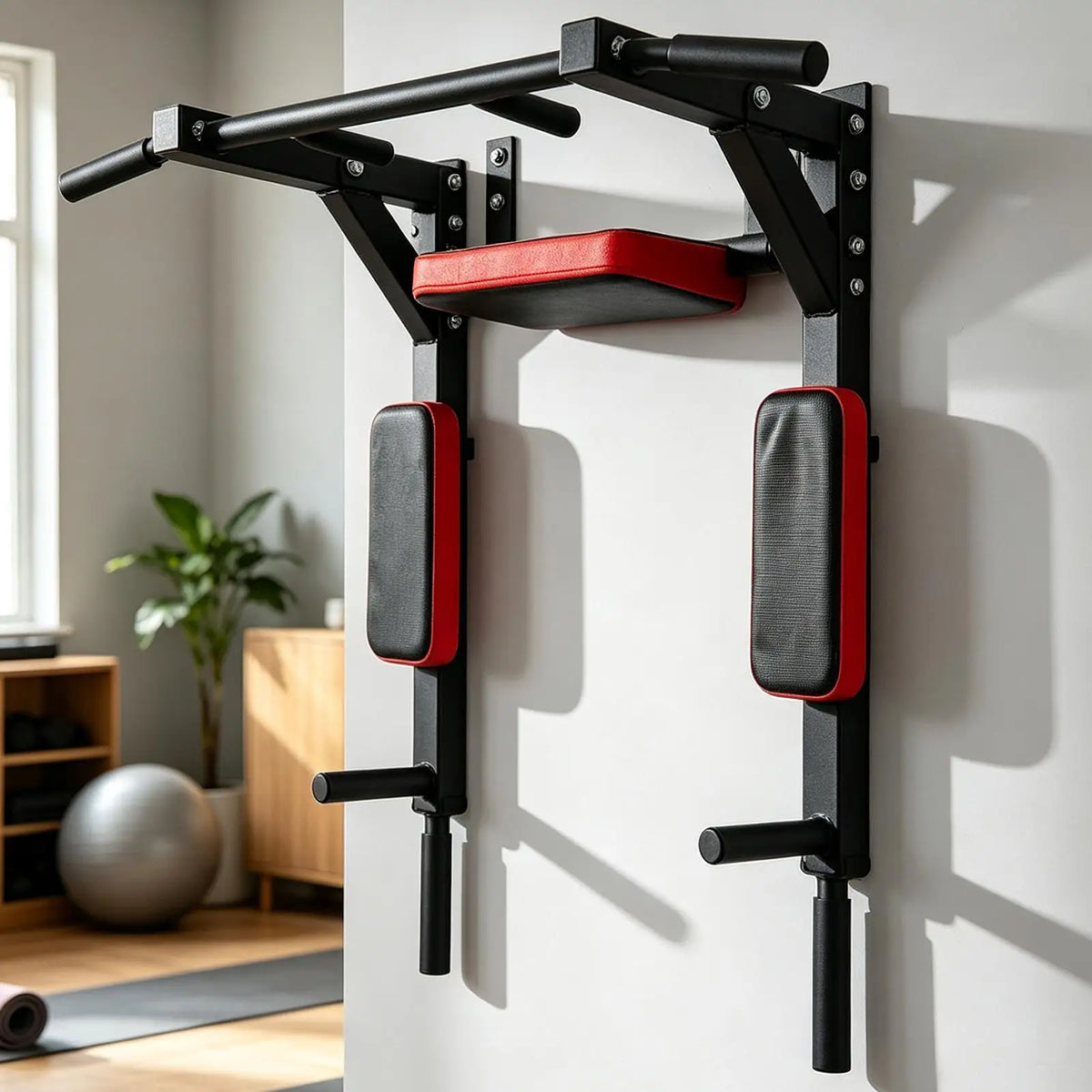 Wall-Mounted Pull-up Bar Fitness Horizontal Bar Multifunctional Dip Station With Eyelets 200kg Capacity Upper For Gym Accessory