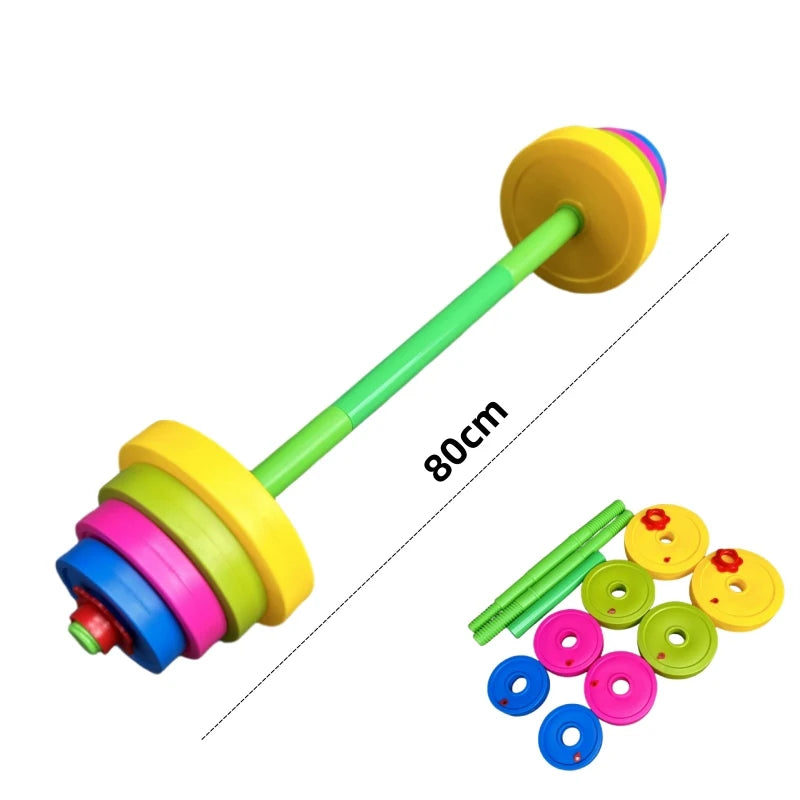 Kid Dumbbell Fitness Weightlifting Barbell Kettlebell For Sport Toy Indoor Outdoor Children FitnessEquipment Plastic Adjustable