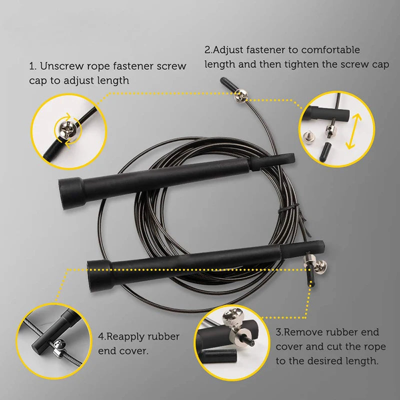 Professional Speed Jump Rope with 360° Swivel Ball Bearings, 3 Meters Adjustable Rope Anti-Skip Handle for Fitness &MMA Training