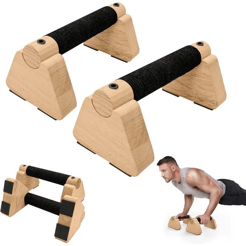 1Set/4pcs Wooden Parallettes Bars - Calisthenics Equipment with Non-Slip Base & Pushup Handles, Women & Men Strength Training