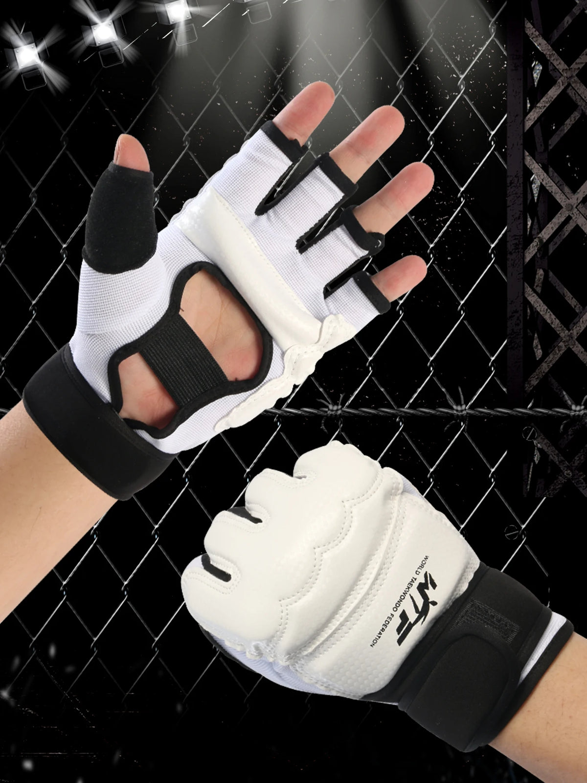 High Quality Kick Boxing Gloves MMA Gloves Muay Thai Training Boxer Fight Equipment Half Mitts PU Leather Black Boxing Equipmen