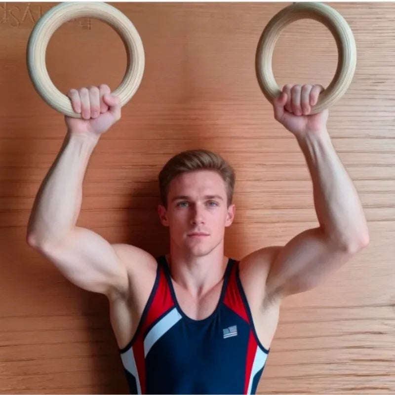 2Pcs/Pairs Wooden Portable Crossfit Gymnastics Rings Gym Shoulder Strength Home Fitness Training Physical Exercise Ring