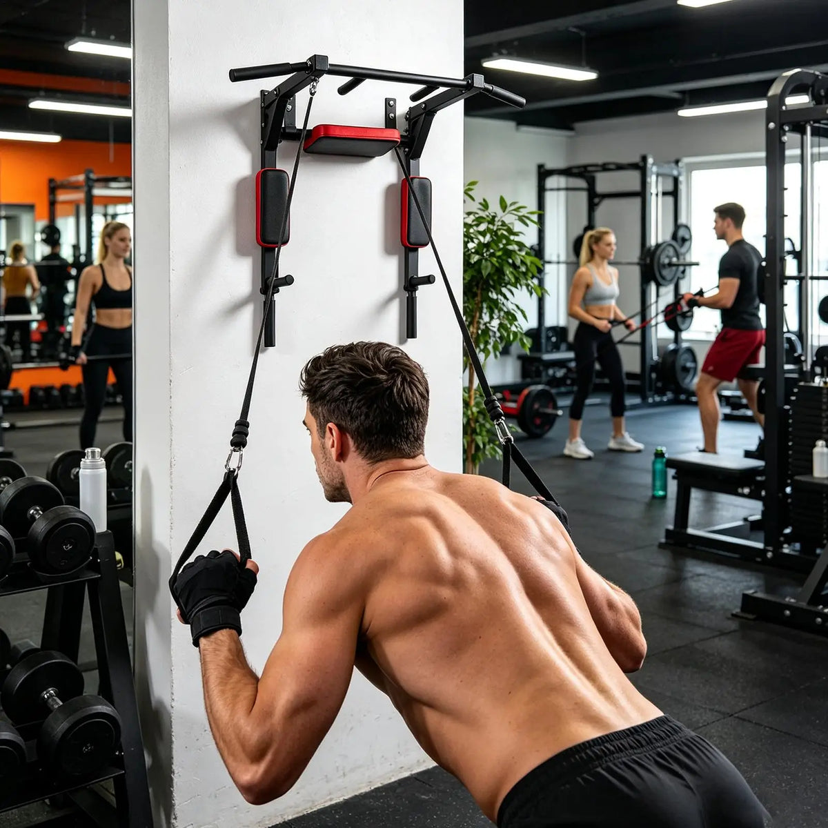 Wall-Mounted Pull-up Bar Fitness Horizontal Bar Multifunctional Dip Station With Eyelets 200kg Capacity Upper For Gym Accessory