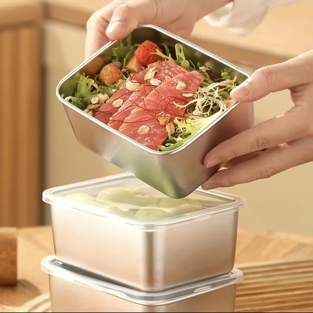 6-Piece Stainless Steel Food Storage Containers Set With Lids - Leakproof, Stackable & Reusable For Camping, Picnics, School